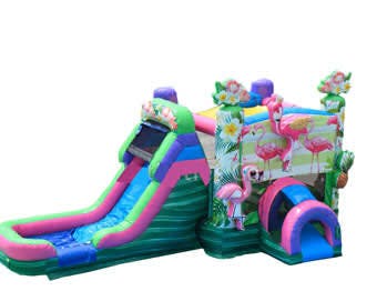 Flamingo Bounce House Combo w/ (Dry or Wet/Water Slide)