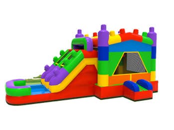 Lego Bricks Bounce House Combo w/ (Dry or Wet/Water Slide)