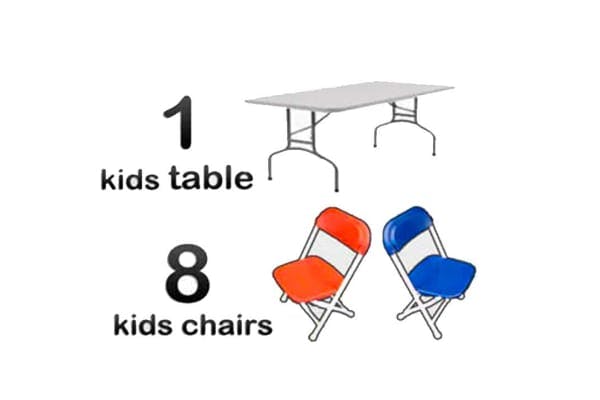 1 4ft Rectangle Kids Table & 8 Kids Chairs