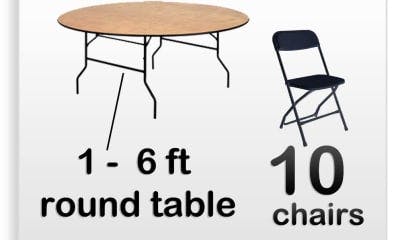 1 6ft Round Table 10 Chairs