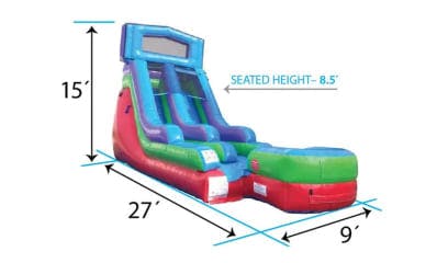 15ft Tall Retro Rainbow Modular Wet / Dry Slide Water Slide Dimensions