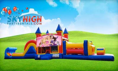 50ft Barbie Obstacle Course Bouncy Castle