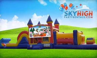 50ft Christmas Obstacle Course Bouncy Castle