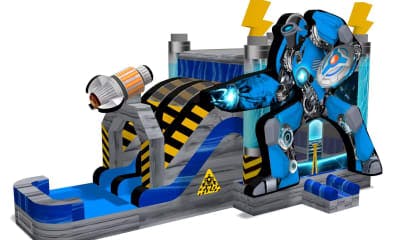 Blue Robot Bounce House Combo