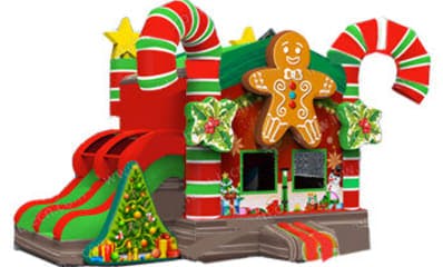 Merry Christmas Ginger Bread Bounce House Combo