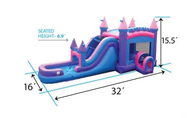 Pink Bounce House Wet/Dry Slide