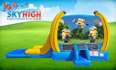 Despicable Me Minion Moonwalk with Wet Water Slide