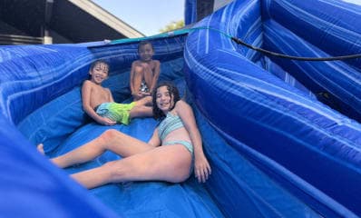 Water Slide Fun hanging on the slide