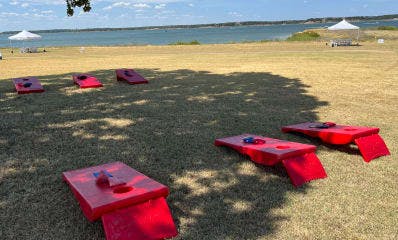 Red Corn Hole Party Rental