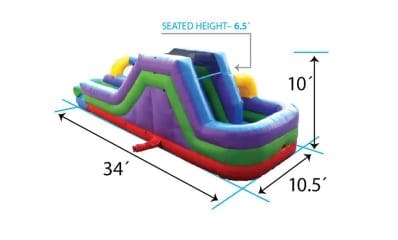 34ft Retro Combo Slip N Water Slide Dimensions