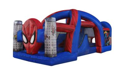 Spiderman-themed party obstacle course rental