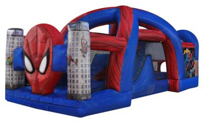 Spiderman-themed party obstacle course