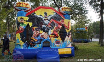 flash batman superman bounce house