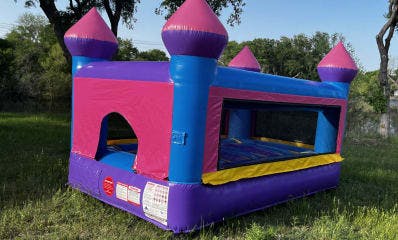 pink bounce house fits in garage