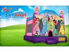 Disney Princess bounce house rental in Houston with castle design, holds up to 6 kids—ideal for Spring birthday parties.
