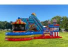 Wild Midway amusement park obstacle course rental in Houston with rock wall and slides, ideal for Conroe birthday parties