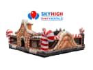 Gingerbread Wonder Playland bounce house rental in Houston with candy decorations, perfect for Kingwood holiday parties
