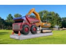Perfect for Houston parties, this construction-themed obstacle course rental features a dump truck and excavator design that