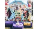Disney Princess bounce house rental in Houston with castle entrance, ideal for Pearland birthday parties.