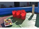Lawn games rental in Houston featuring cornhole, splash pong, and ring toss—perfect for Conroe birthday parties and backyard
