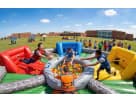 Large interactive obstacle course rental in Houston with ball pit, climbing wall, and log features—ideal for Pearland birthday