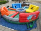 Colorful interactive obstacle course rental in Houston with climbing walls and slides, ideal for Cypress birthday parties.