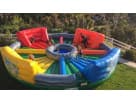 Colorful interactive obstacle course rental in Houston with climbing walls and slides, ideal for kids' parties in Conroe.