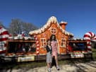 Gingerbread Wonder Playland bounce house rental in Houston with candy cane details, ideal for Christmas parties in Sugar Land.