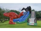Perfect for The Woodlands parties, this dinosaur obstacle course rental in Houston features a 43-foot dual dry slide with T-Rex
