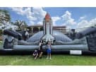 Space Adventure rocket bounce house rental in Houston, perfect for kids' birthday parties in Conroe with adjustable air flaps.