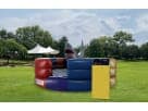 Mechanical Rainbow Shark interactive sports inflatable rental in Houston — perfect for Katy birthday parties with competitive