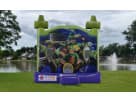 Perfect for Houston birthday parties, this 13x13 Ninja Turtles bounce house rental features vibrant green and purple design