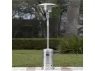 Stainless steel outdoor propane heater rental in Dallas with 20-foot warmth radius, ideal for McKinney backyard events