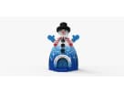 Snowman-themed bounce house rental in Houston with black top hat and red striped arms, ideal for toddler Christmas parties
