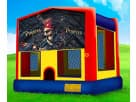 Pirate-themed bounce house rental in Austin featuring bold red, yellow, and blue panels, ideal for Round Rock parties.