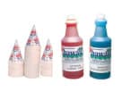 Patriotic snow cone machine with cherry and blue raspberry syrup supplies for 50 servings, ideal for Dallas party rentals.
