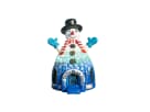 Colorful snowman bounce house rental in Houston with red striped scarf and top hat, ideal for Christmas parties in Katy.