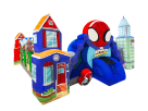 Spider-Man obstacle course rental in Houston with climbing, sliding, and bouncing areas ideal for toddler parties in Spring.
