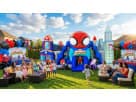 Spider-Man obstacle course rental in Houston with character pop-ups, ideal for Cypress toddler parties and events.
