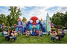 8-kid Spider-Man obstacle course rental in Houston with climbing, sliding, and bouncing—perfect for Pearland toddler parties.
