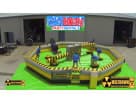 8-player Toxic Meltdown inflatable obstacle course rental in Houston with bright green and yellow design, ideal for Sugar Land