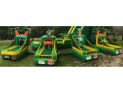 Perfect for Austin luau parties, this tropical jungle-themed carnival game station rental features four activities in one