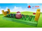 Bungee football tug-of-war interactive rental in Houston with bungee vests and basketball hoops, ideal for ages 6 and up