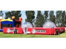 Zorb Wars interactive obstacle course rental in Dallas with dual inflatable spheres, perfect for Grand Prairie birthday parties